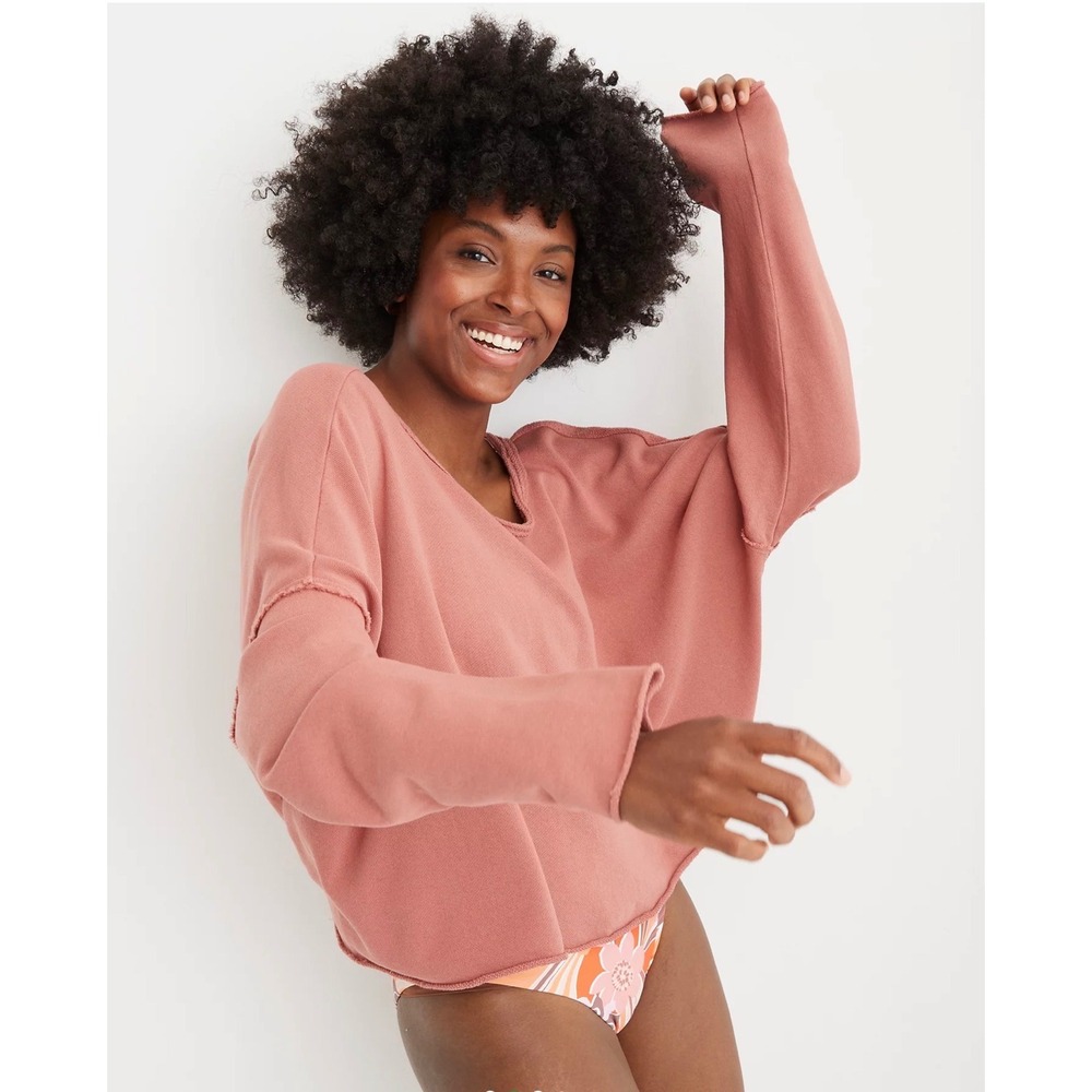 Aerie Weekend Pretty Twist Back‎ Raw Hem Sweatshirt Small